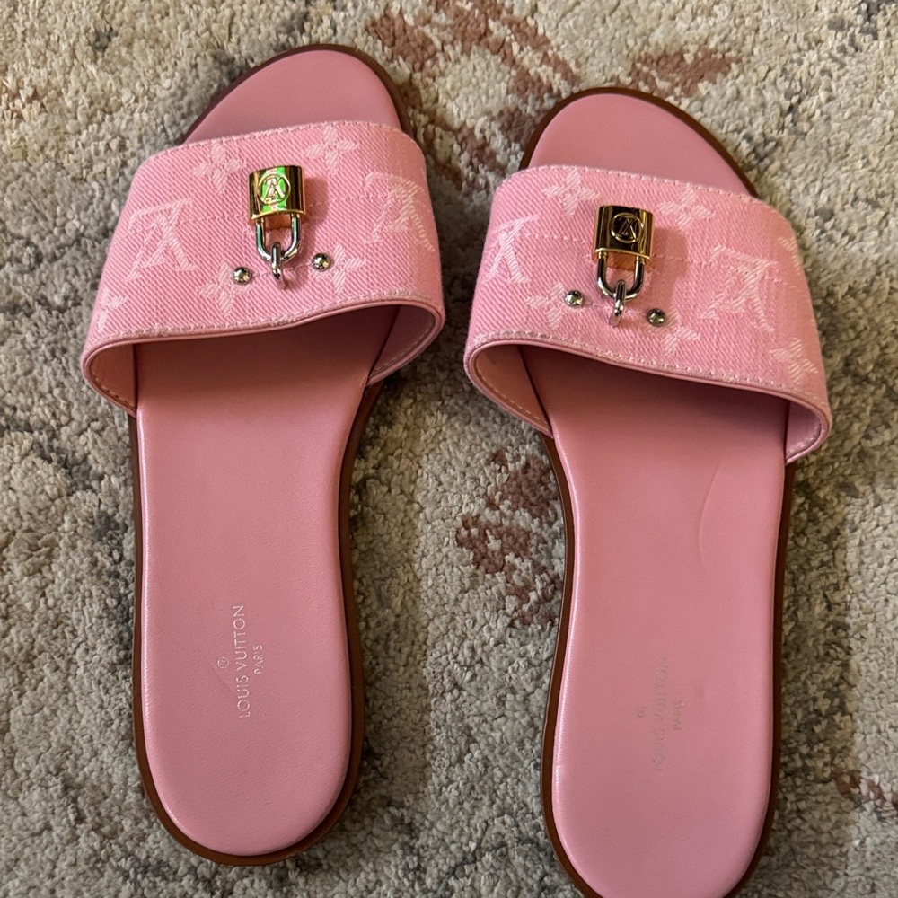 Louis Vuitton Pink Monogram Slide Sandals